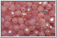 B�hm. Glasschliffperle, feuerpol., 4mm, rose, alabaster, AB, 50 Stk.