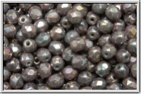 B�hm. Glasschliffperle, feuerpol., 4mm, grey, dk., op., nebula, 50 Stk.