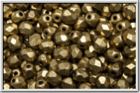 B�hm. Glasschliffperle, feuerpol., 4mm, black, op., 24kt goldbronze, matte, 50 Stk.