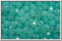 B�hm. Glasschliffperle, feuerpol., 4mm, aqua, lt., opal, 50 Stk.