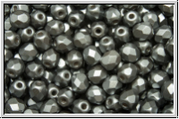 B�hm. Glasschliffperle, feuerpol., 4mm, whtie, alabaster, light grey pastel, 50 Stk.