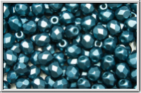 B�hm. Glasschliffperle, feuerpol., 4mm, white, alabaster, petrol pastel, 50 Stk.