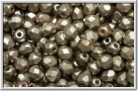 B�hm. Glasschliffperle, feuerpol., 4mm, white, alabaster, light brown pastel, 50 Stk.
