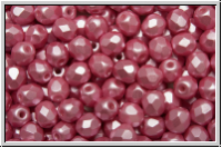B�hm. Glasschliffperle, feuerpol., 4mm, white, alabaster, pink pastel, 50 Stk.