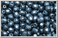 B�hm. Glasschliffperle, feuerpol., 4mm, white, alabaster, montana blue pastel, 50 Stk.