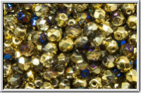 B�hm. Glasschliffperle, feuerpol., 4mm, crystal, trans., california blue, 50 Stk.