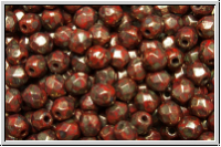 B�hm. Glasschliffperle, feuerpol., 4mm, red, op., violet senegal, 50 Stk.
