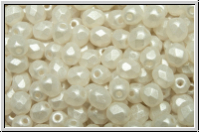 B�hm. Glasschliffperle, feuerpol., 4mm, crystal, trans., white coated, 50 Stk.