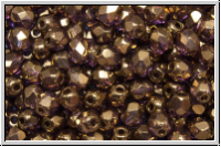 B�hm. Glasschliffperle, feuerpol., 4mm, crystal, trans., dk. bronze, 50 Stk.
