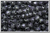 B�hm. Glasschliffperle, feuerpol., 4mm, black, op., violet, tweedy, 50 Stk.