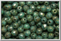 B�hm. Glasschliffperle, feuerpol., 4mm, blue turquoise, op., violet senegal, 50 Stk.