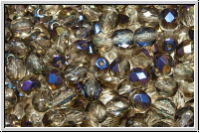 B�hm. Glasschliffperle, feuerpol., 4mm, crystal, trans., half azuro, 50 Stk.