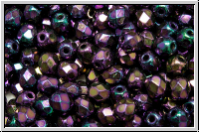 B�hm. Glasschliffperle, feuerpol., 4mm, purple, met., iris., 50 Stk.