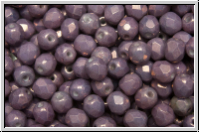 B�hm. Glasschliffperle, feuerpol., 4mm, white, op., lila bronze luster, 50 Stk.