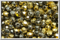 B�hm. Glasschliffperle, feuerpol., 4mm, crystal, trans., california graphite, 50 Stk.