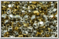 B�hm. Glasschliffperle, feuerpol., 4mm, crystal, trans., california silver, 50 Stk.