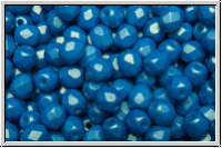 B�hm. Glasschliffperle, feuerpol., 4mm, white, op., dk. cyan, gold shine, 50 Stk.