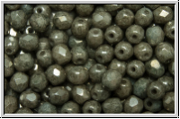 B�hm. Glasschliffperle, feuerpol., 4mm, white, op., grey marbled, 50 Stk.