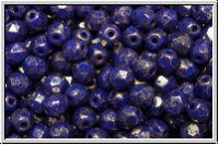 B�hm. Glasschliffperle, feuerpol., 4mm, blue, op., lila marbled, 50 Stk.