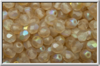 B�hm. Glasschliffperle, feuerpol., 4mm, crystal, trans., lemon AB, matte, 50 Stk.