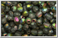B�hm. Glasschliffperle, feuerpol., 4mm, crystal, trans., half medium vitrail, matte, 50 Stk.