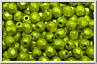 B�hm. Glasschliffperle, feuerpol., 4mm, lime, met., satin, 50 Stk.