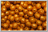 B�hm. Glasschliffperle, feuerpol., 4mm, white, op., minium, gold shine, 50 Stk.