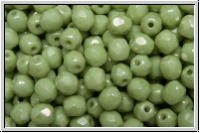 B�hm. Glasschliffperle, feuerpol., 4mm, white, op., lt. green marbled, 50 Stk.