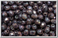 B�hm. Glasschliffperle, feuerpol., 4mm, lavender, darkest, op., nebula, 50 Stk.