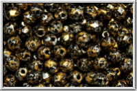 B�hm. Glasschliffperle, feuerpol., 4mm, black, op., gold, tweedy, 50 Stk.