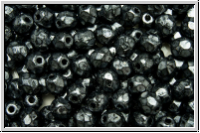 B�hm. Glasschliffperle, feuerpol., 4mm, hematite, met., antique, 50 Stk.