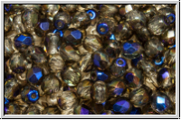 B�hm. Glasschliffperle, feuerpol., 4mm, crystal, trans., half azuro, 50 Stk.