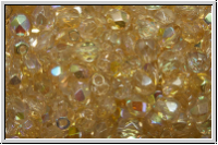 B�hm. Glasschliffperle, feuerpol., 4mm, crystal, trans., yellow AB, 50 Stk.
