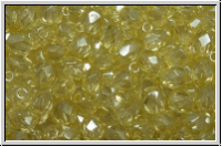 B�hm. Glasschliffperle, feuerpol., 4mm, crystal, trans., yellow luster, 50 Stk.