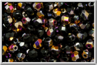 B�hm. Glasschliffperle, feuerpol., 4mm, black, op., half sliperit, 50 Stk.