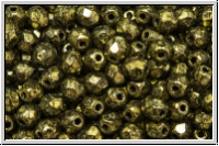 B�hm. Glasschliffperle, feuerpol., 4mm, bronze, met., antique, 50 Stk.