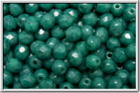 B�hm. Glasschliffperle, feuerpol., 4mm, blue turquoise, op., blue marbled, 50 Stk.