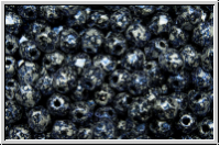 B�hm. Glasschliffperle, feuerpol., 4mm, black, op., blue, tweedy, 50 Stk.