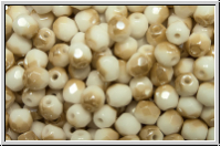 B�hm. Glasschliffperle, feuerpol., 4mm, white, op., half honey luster, 50 Stk.