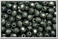 B�hm. Glasschliffperle, feuerpol., 4mm, hematite, met., matte, 50 Stk.