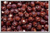 B�hm. Glasschliffperle, feuerpol., 4mm, red, op., nebula, 50 Stk.