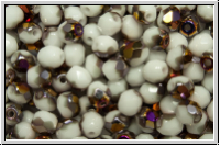 B�hm. Glasschliffperle, feuerpol., 4mm, white, op., half sliperit, 50 Stk.