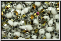 B�hm. Glasschliffperle, feuerpol., 4mm, white, op., half marea, 50 Stk.
