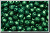 B�hm. Glasschliffperle, feuerpol., 4mm, white, op., dk. green, gold shine, 50 Stk.