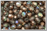 B�hm. Glasschliffperle, feuerpol., 4mm, crystal, trans., copper AB, matte, 50 Stk.
