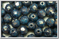 B�hm. Glasschliffperle, feuerpol., 6mm, aqua, op., lila marbled, 25 Stk.