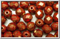 B�hm. Glasschliffperle, feuerpol., 6mm, red, op., lila marbled, 25 Stk.