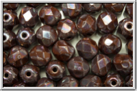 B�hm. Glasschliffperle, feuerpol., 6mm, terracotta, op., nebula, 25 Stk.