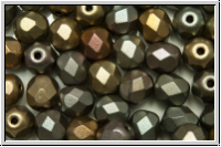 B�hm. Glasschliffperle, feuerpol., 6mm, purple-golden-MIX, met., satin, 25 Stk.
