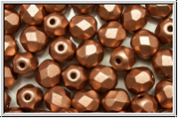 B�hm. Glasschliffperle, feuerpol., 6mm, copper, met., satin, 25 Stk.